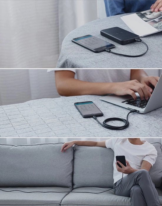 Ugreen USB naar micro USB kabel - 2,4 A - 480 Mbps - 1,5 m - Zwart - US289