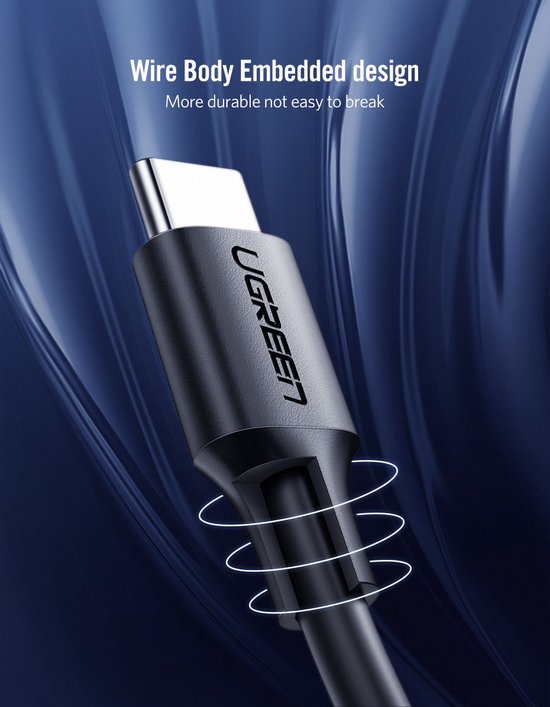 Ugreen USB-C to USB-C cable - 3 metres - smartphone/tablet/laptop - Black
