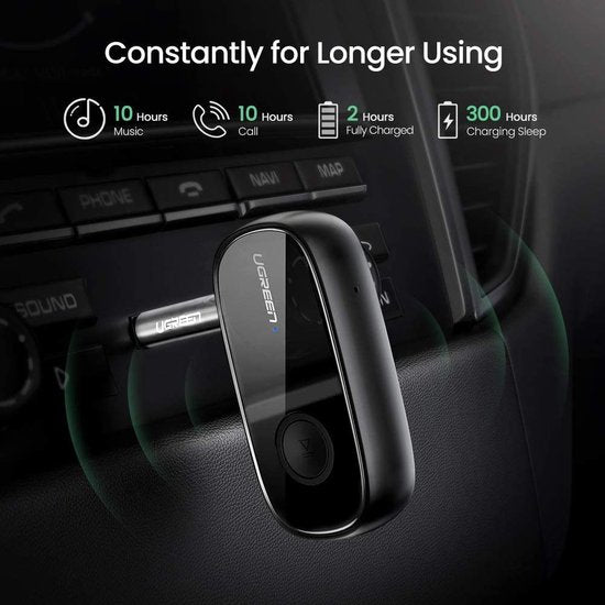Ugreen bluetooth 5.0 audio-ontvanger - AUX aptX LL mini-jack - Zwart