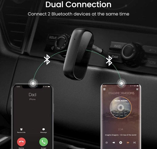 Ugreen bluetooth 5.0 audio-ontvanger - AUX aptX LL mini-jack - Zwart