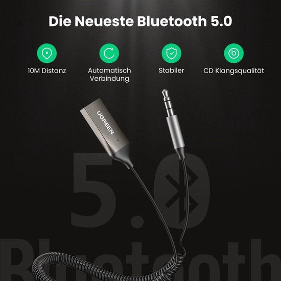 Bluetooth adapter - USB 2.0 naar 3,5 mm jack BT 5.0 - ingebouwde microfoon