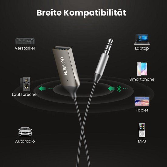 Bluetooth adapter - USB 2.0 naar 3,5 mm jack BT 5.0 - ingebouwde microfoon
