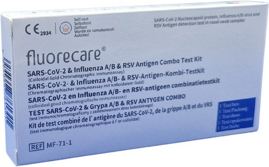 Fluorecare combo test - SARS CoV-2 influenza A/B RSV antigeen - 1 set