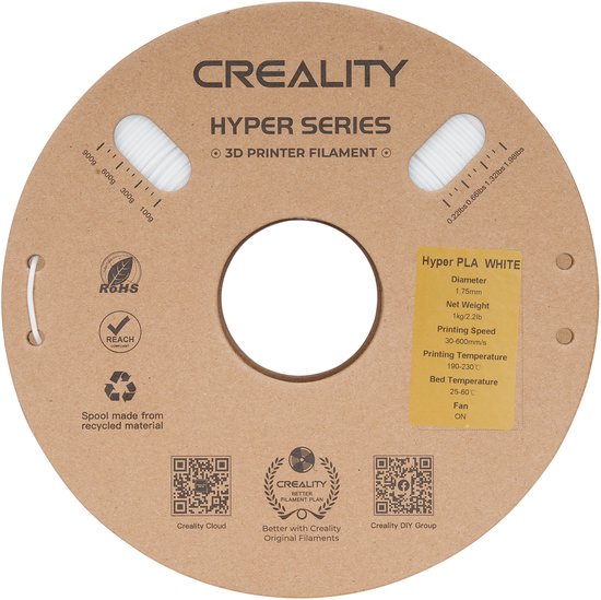 Creality Hyper PLA filament - 1,75 mm - 1 kg - Wit