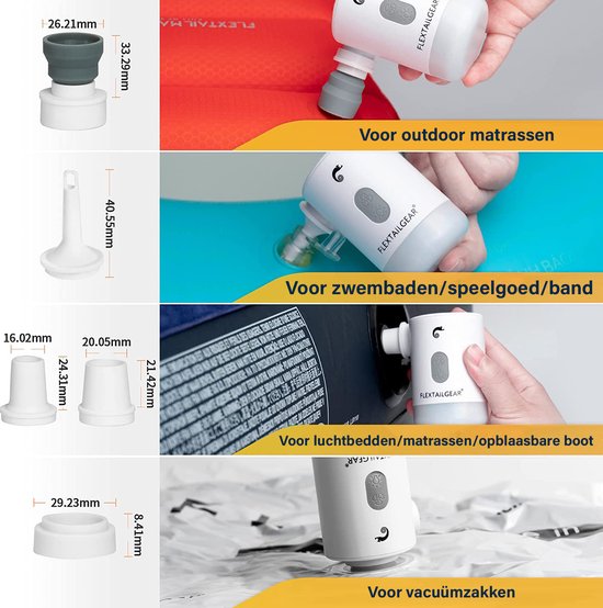 Flextail Gear Max Pump 2 Pro luchtbedpomp - 4-in-1 luchtpomp - lantaarn - vacuümpomp - noodpowerbank - Wit