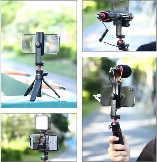Ulanzi ST-17 telefoonhouder - 360° draaibaar voor statief - cold shoe mount - tot 10 cm breed - Zwart