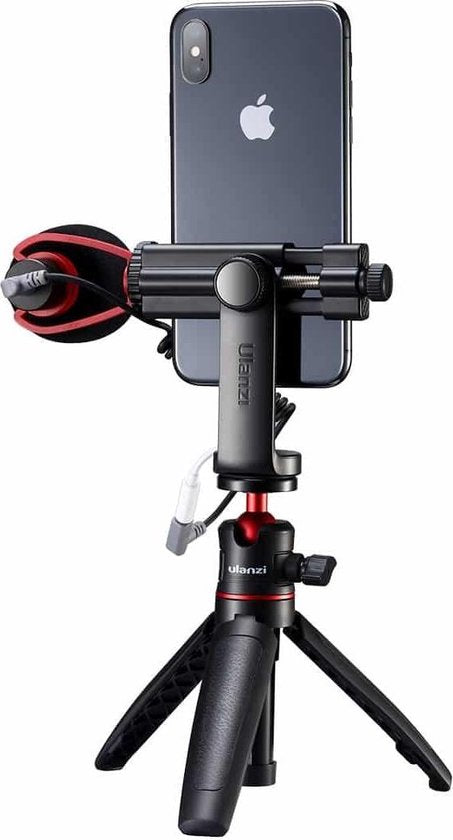 Ulanzi ST-17 telefoonhouder - 360° draaibaar voor statief - cold shoe mount - tot 10 cm breed - Zwart