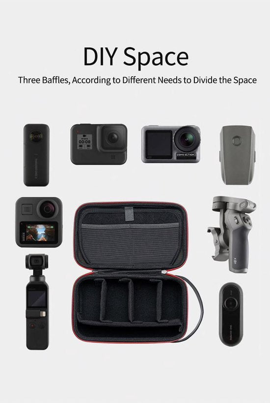 Telesin opbergkoffer - action cam en accessoires - geschikt voor GoPro / DJI Osmo / Insta360 - EVA hardcase spatwaterbestendig - Zwart