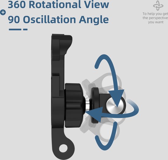 Telesin rugzakband-houder voor action cam - 360° draaibaar - geschikt voor GoPro/Insta360/Osmo Action - snelsluiting dubbele J-haak - Zwart