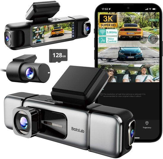 Botslab G980H dashcam - 4-kanaals 4K wifi GPS 360 graden parkeermodus - 128 GB