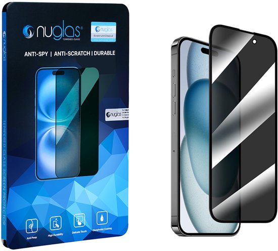 NuGlas screenprotector - 5D full cover privacy - geschikt voor iPhone 18 Pro Max