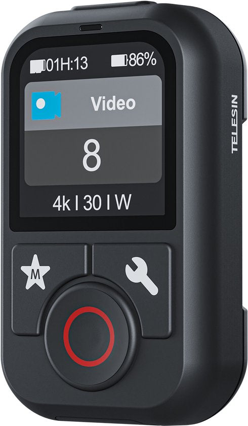Telesin V2 Bluetooth afstandsbediening - voor GoPro 13/12/11/10/9/8/MAX & smartphone - waterbestendig 80 m bereik - Zwart