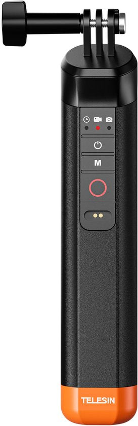 Telesin Bobber drijvende handgreep - onderwater met afstandsbediening - geschikt voor GoPro 8 t/m 13 - waterdicht tot 15 meter - Zwart/oranje