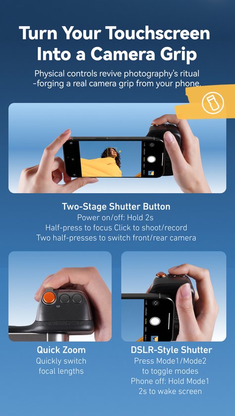 Telesin Fun Shot Magnetic Grip 2 cameragreep - MagSafe bluetooth afstandsbediening - universeel - Zwart