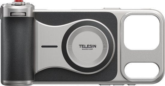 Telesin Master Grip magnetische handgreep - iPhone 17 Pro Max hoesje - dubbele MagSafe - statiefbevestiging - Grijs