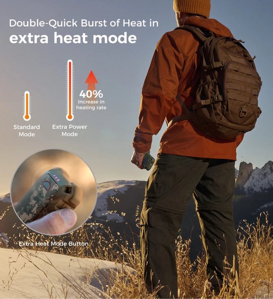 Ocoopa XTR handwarmer - 3-in-1 oplaadbaar - met powerbank en zaklamp - 10.000 mAh - IP56
