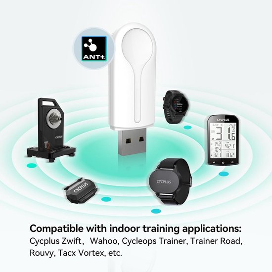 Cycpus USB ANT+ adapter - voor smartwatch en fiets-GPS - 10 m bereik