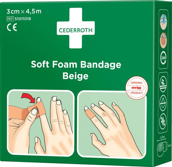 CEDERROTH Soft Foam verband - vinger en teen 3×4,5 cm - Beige