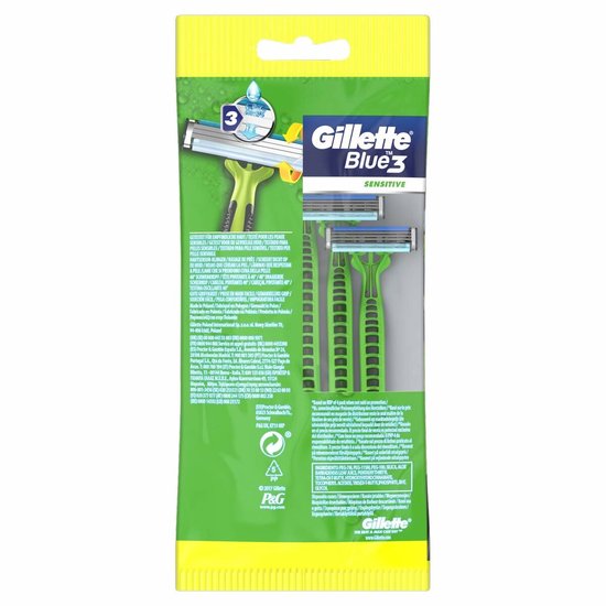 Gillette Blue 3 Sensitive wegwerp scheermesjes - gevoelige huid - 5 stuks
