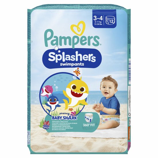 Pampers Splashers zwemluiers - maat 3-4 (6 tot 11 kg) - wegwerpbaar - 12 stuks