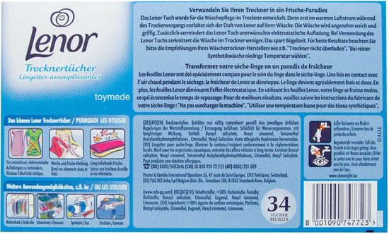 Lenor droogtrommeldoekjes - Aprilfris - 34 stuks