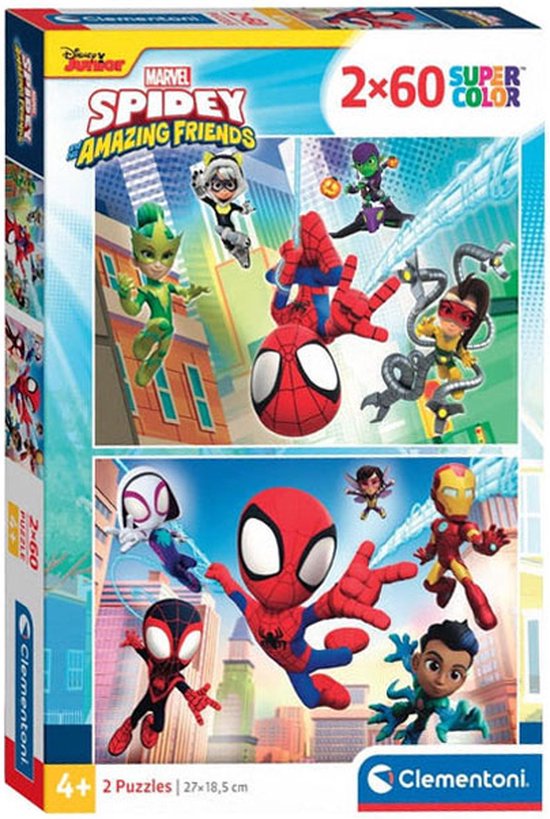 Clementoni puzzel - Spidey en zijn geweldige vrienden - 2×60 stukjes