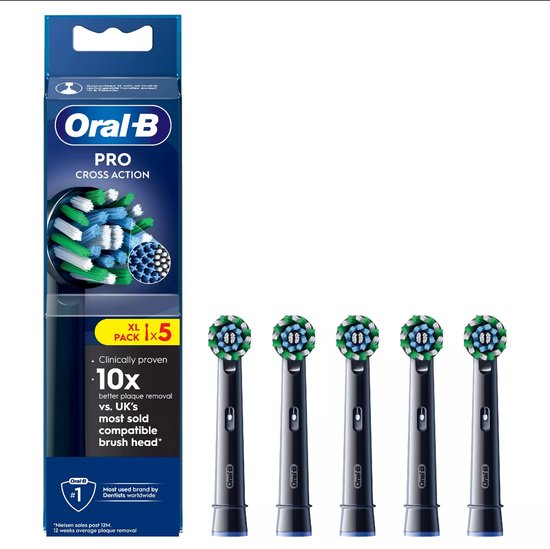 Oral-B Cross Action opzetborstels - 5 stuks - Zwart