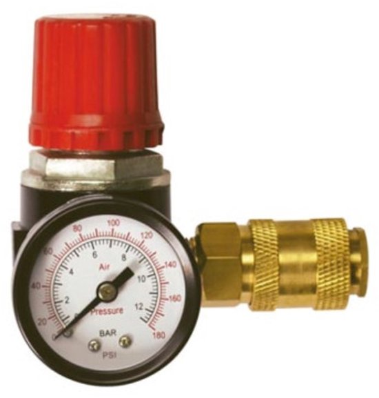 Stanley drukregelaar voor compressor - 1/4 inch binnendraad met manometer - 12 bar