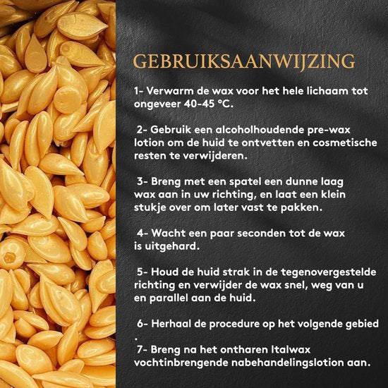 Italwax film wax bonen - hard wax voor volledige lichaamsontharing - 1 kg - Gold