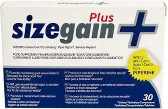 500Cosmetics Sizegain Plus pillen - BioPerine - 30 stuks - Bruin
