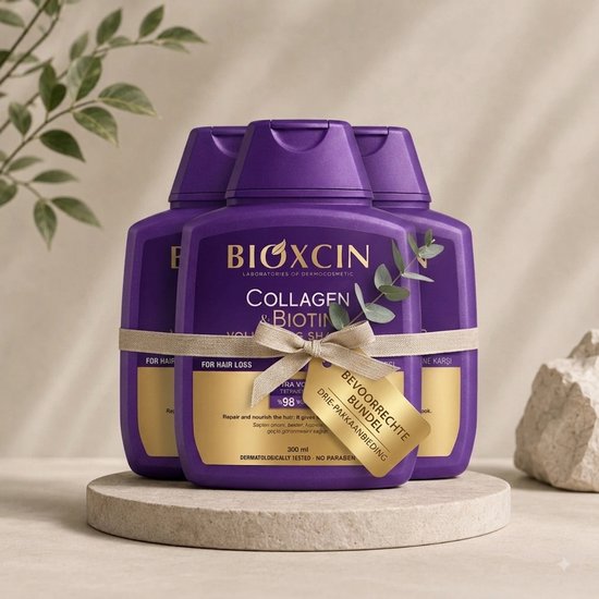 Bioxcin volume shampoo set van 3 - collageen & biotine - tegen haaruitval - 300 ml