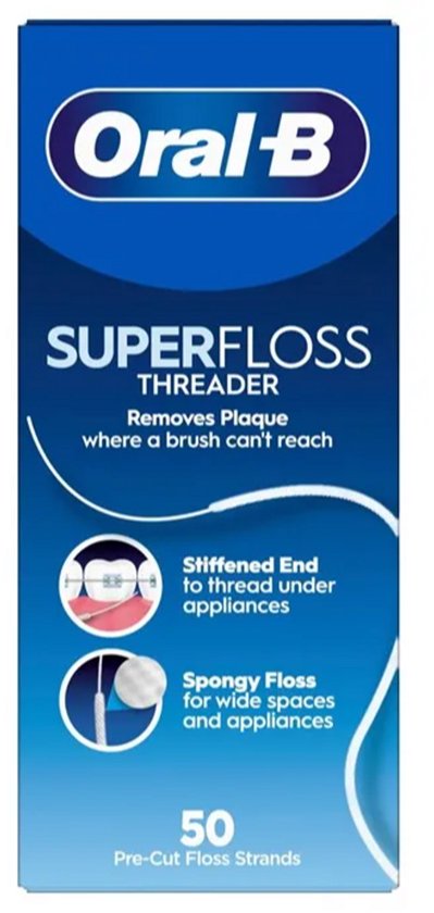 Oral-B Superfloss flosdraad - regular threader - voor bruggen - 50 stuks