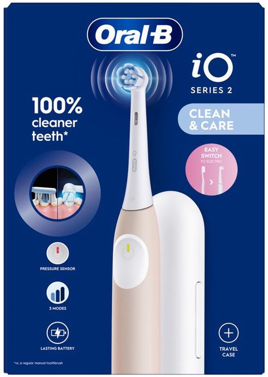 Oral-B iO 2 electric toothbrush - with travel case - Calm Pink