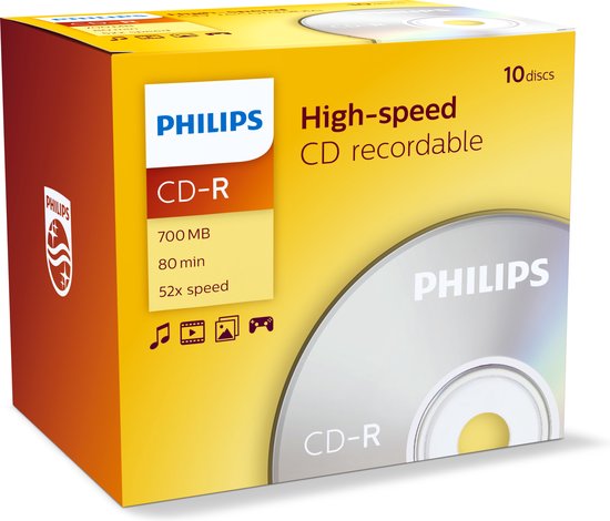 Philips CD-R - 80 min 700 MB 52x - jewelcase - 10 stuks
