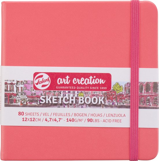 Schetsboek - 140 g papier - 12×12 cm - Coral red