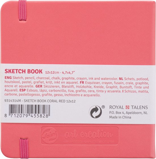 Schetsboek - 140 g papier - 12×12 cm - Coral red