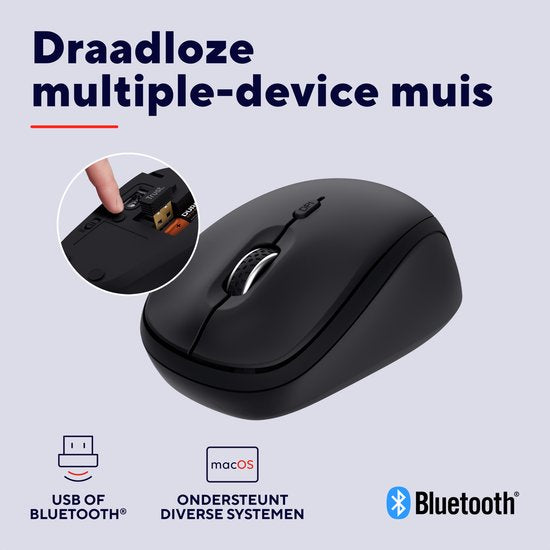 Trust Yvi+ draadloze muis - multi-device - stille knoppen - compact - Zwart