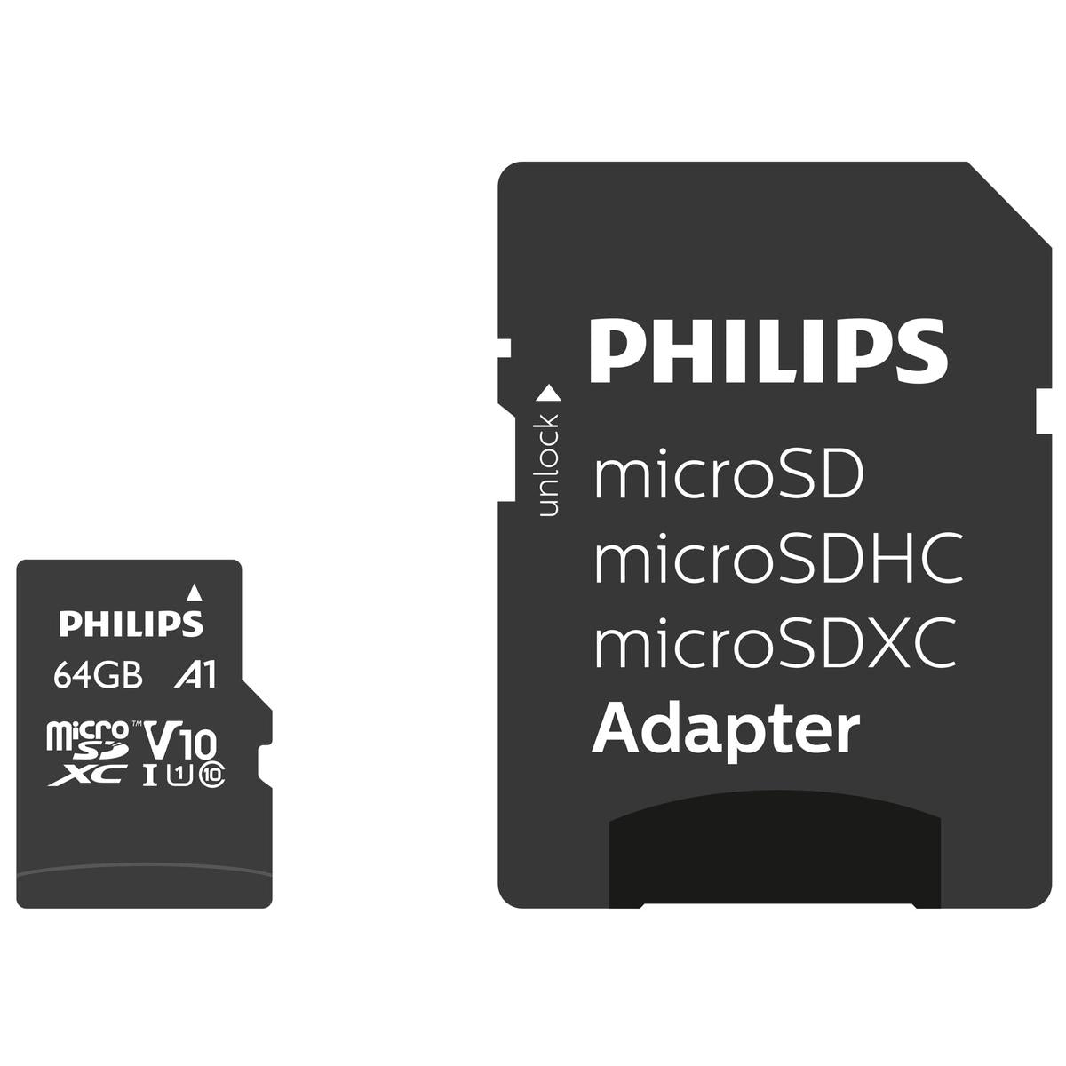Philips micro SDXC kaart - 64 GB - class 10 UHS-I U1 - inclusief adapter