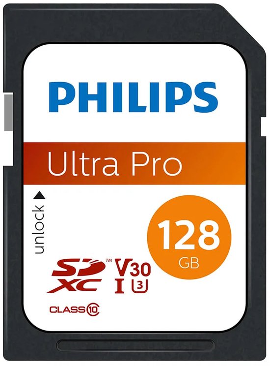 Philips SDXC geheugenkaart - 128 GB - Class 10 - UHS-I U3 - 4K