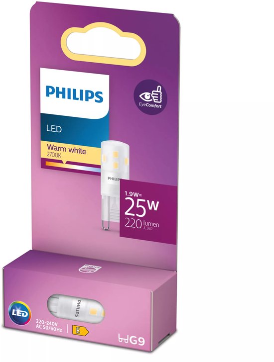 Philips LED capsule bulb - G9 - 25 W - warm white - Transparent