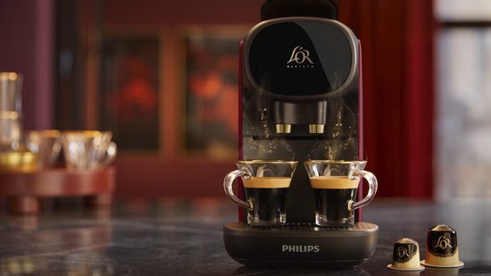 Philips L'OR Barista Sublime koffiecupmachine LM9012/50 - inclusief 9 espresso en barista capsules - Zwart en rood