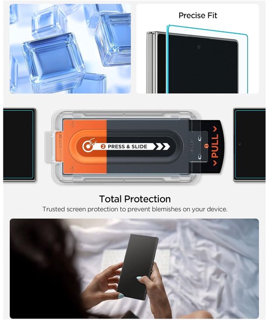 Spigen EZ Fit GLAS.tR screenprotector - Samsung Galaxy Z Fold 8 Ultra / Z Fold 7 - 9H tempered glass - set van 2