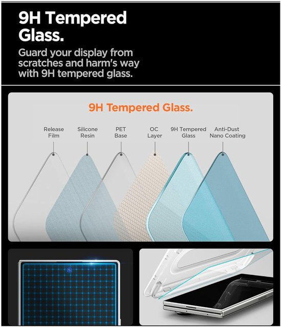 Spigen EZ Fit GLAS.tR screenprotector - Samsung Galaxy Z Fold 8 Ultra / Z Fold 7 - 9H tempered glass - set van 2