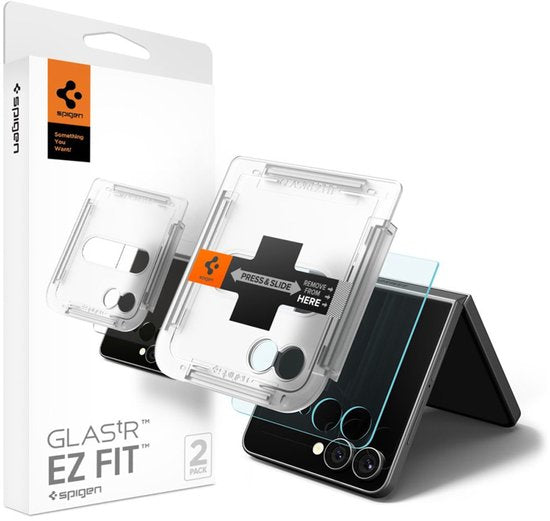 Spigen GLAStR EZ Fit screenprotector - Samsung Galaxy Z Flip 7 - set van 2 inclusief applicator