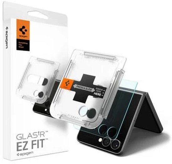 Spigen EZ Fit screenprotector - Samsung Galaxy Z Flip 7 - gehard glas met applicator