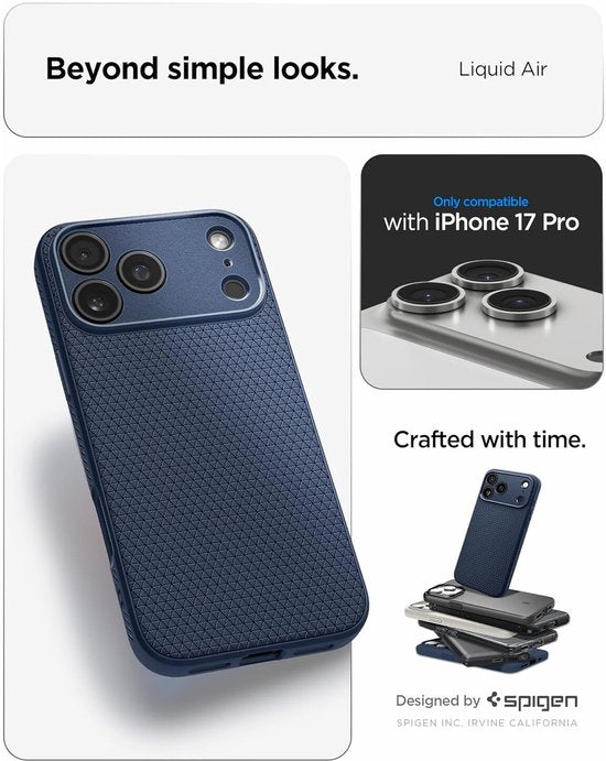 Spigen Liquid Air hoesje - geschikt voor Apple iPhone 17 Pro - flexibel TPU back cover - Blauw