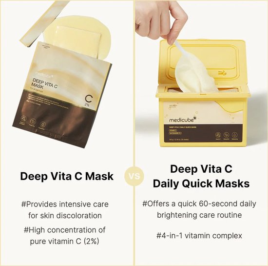Medicube gezichtsmasker - Deep Vita C Daily Quick Mask - vitamine C - alle huidtypes - set van 30