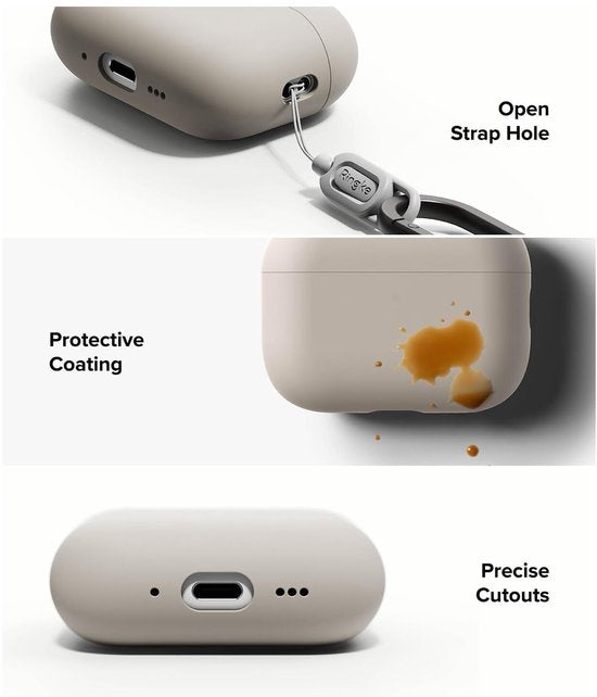 Ringke silicone case - suitable for Apple AirPods Pro 3 - with carabiner - Beige