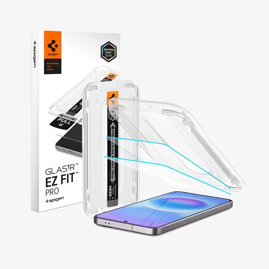 Spigen screenprotector - geschikt voor Samsung Galaxy A57 - tempered glas met montageframe - set van 2 - Transparant