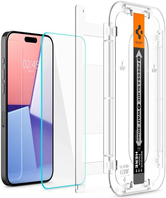 Spigen EZ Fit GLAS.tR screenprotector - iPhone 15 Pro Max set van 2 - Transparant